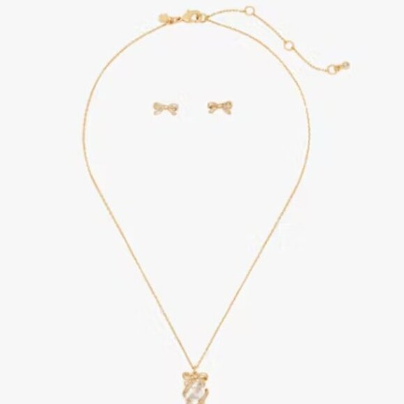 Kate Spade Pave Present Pendant & Studs Boxed Set NIB Sophisticated Style NWT - Picture 5 of 15